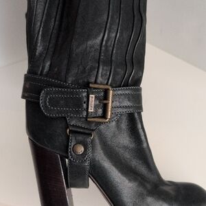 Kalliste, Italian, Genuine Leather, Knee High Boots, Green/Brown, Size 40 or 9.5